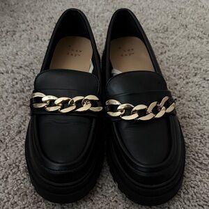 A New Day Black Loafers with Gold Accent